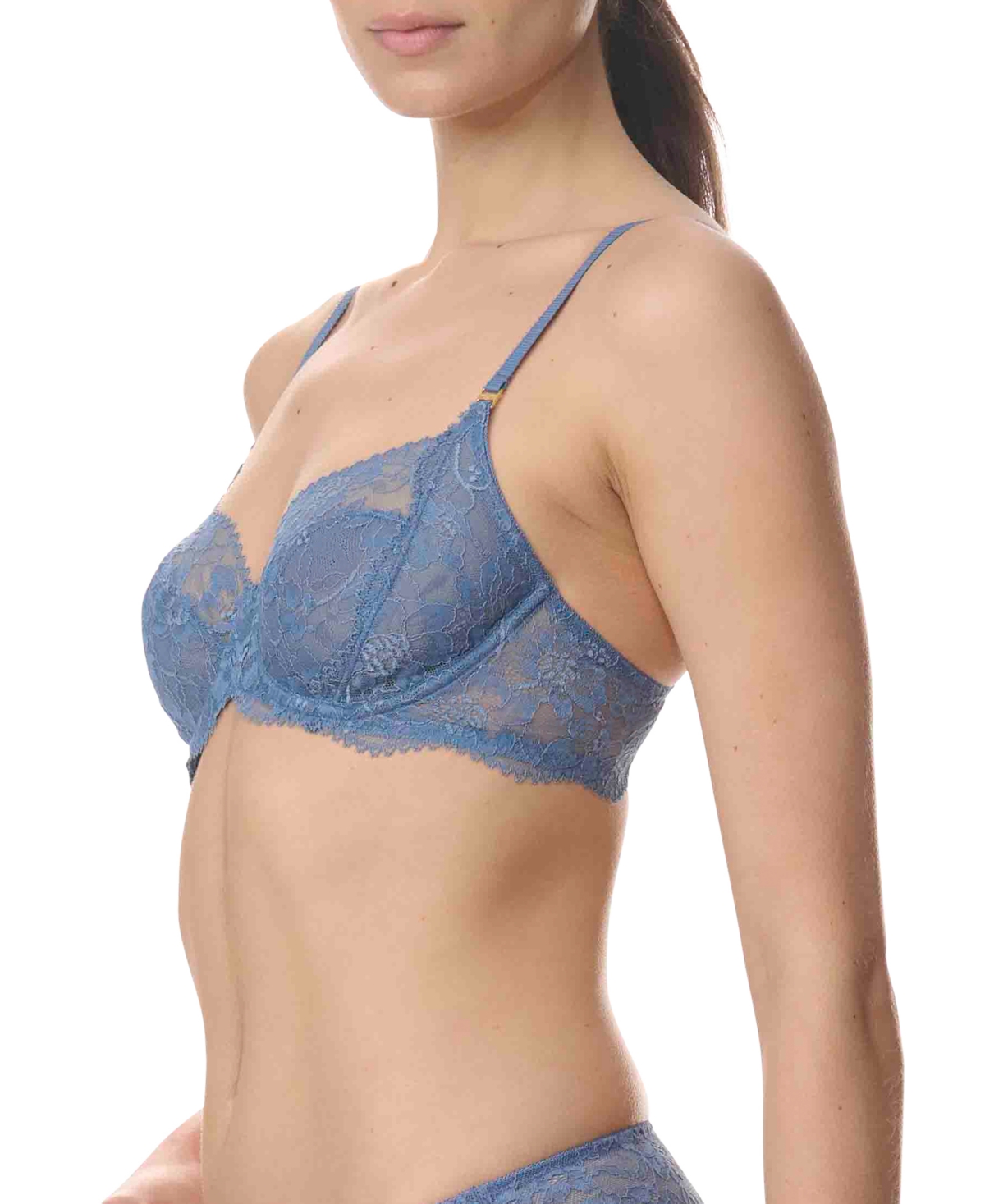 Ralph Lauren Women's Unlined Lace Full Coverage Bra In Blue