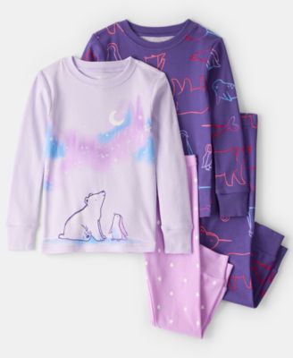 Carter's - Baby Girls 4-Piece Polar Bear and Penguin Printed Top and Pants Pajama Set
