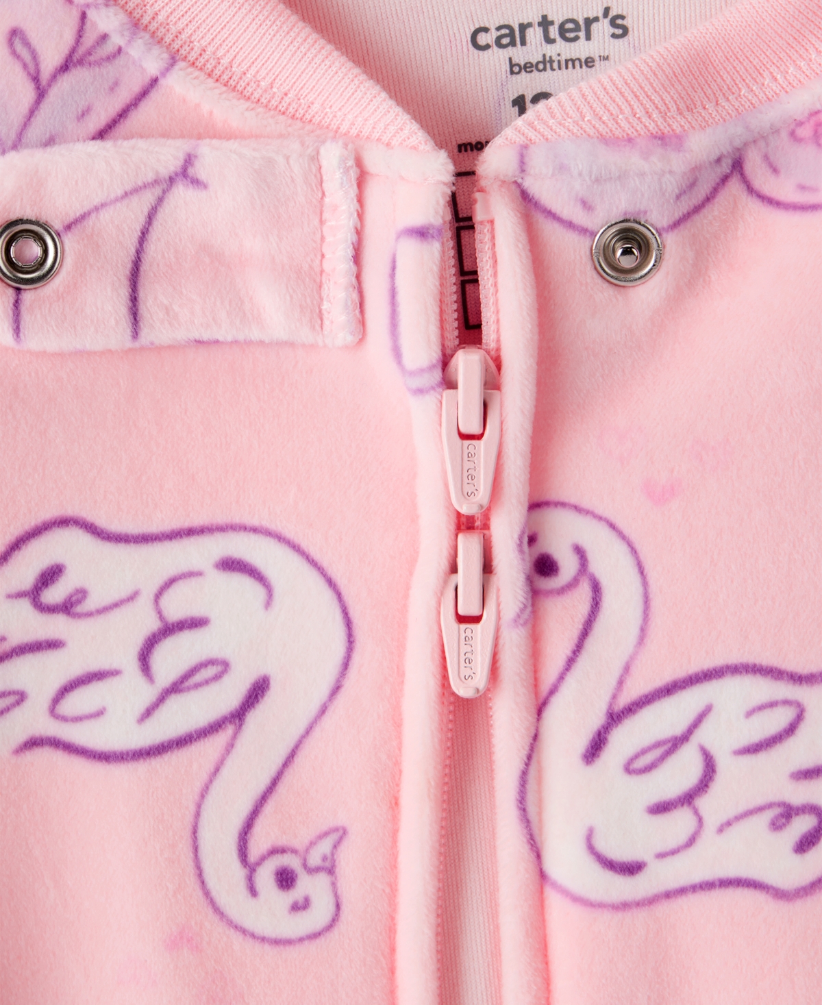 Carter's Baby Girls Swan Print Footed Long-sleeve Bodysuit In Pink