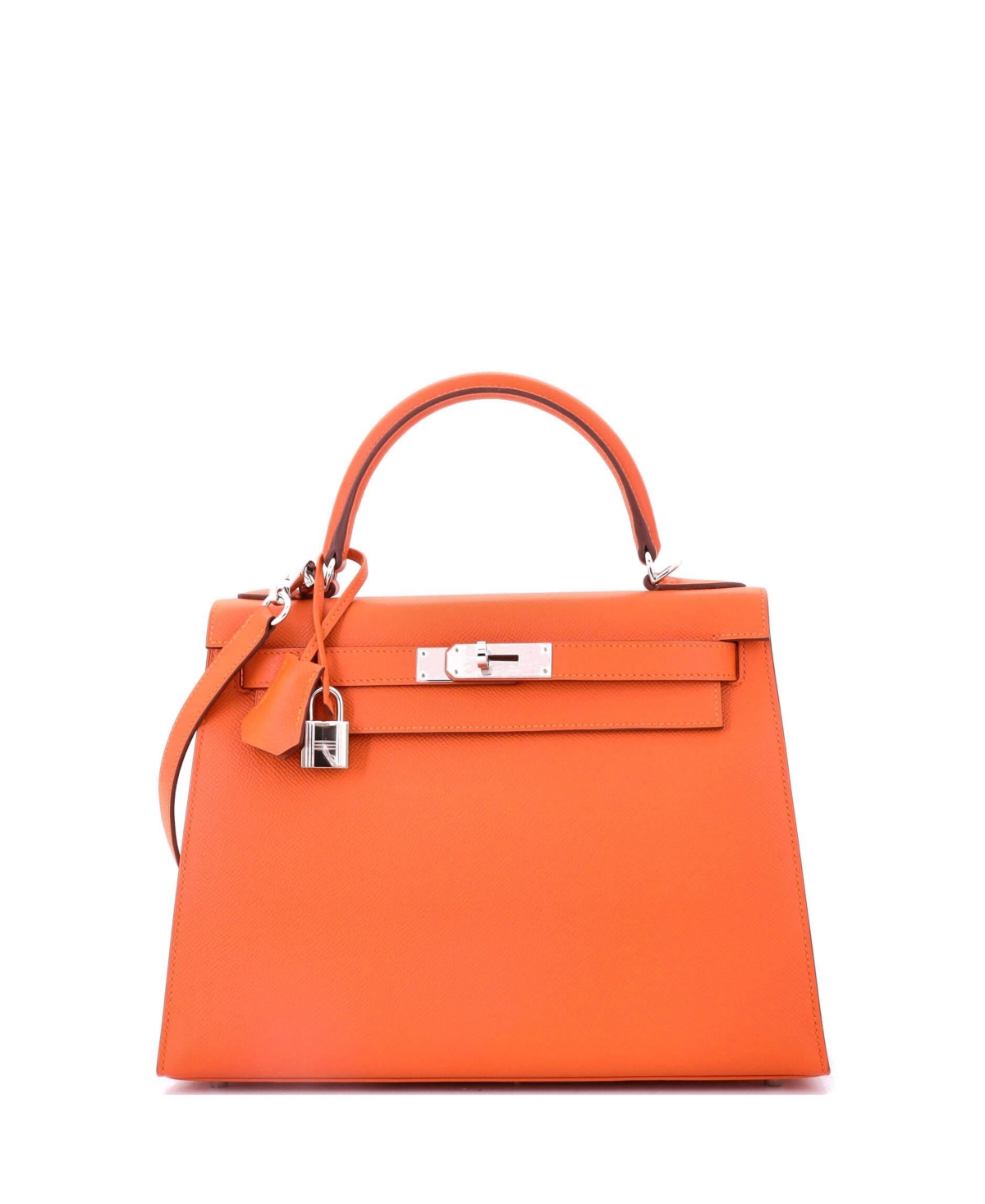 Pre-Owned HERMA‰S Kelly 28 Handbag Orange Epsom with Palladium Hardware