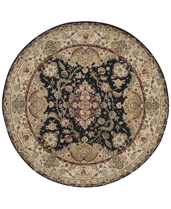 Nourison Wool and Silk 2000 2028 Black 6' Round Rug & Reviews Rugs