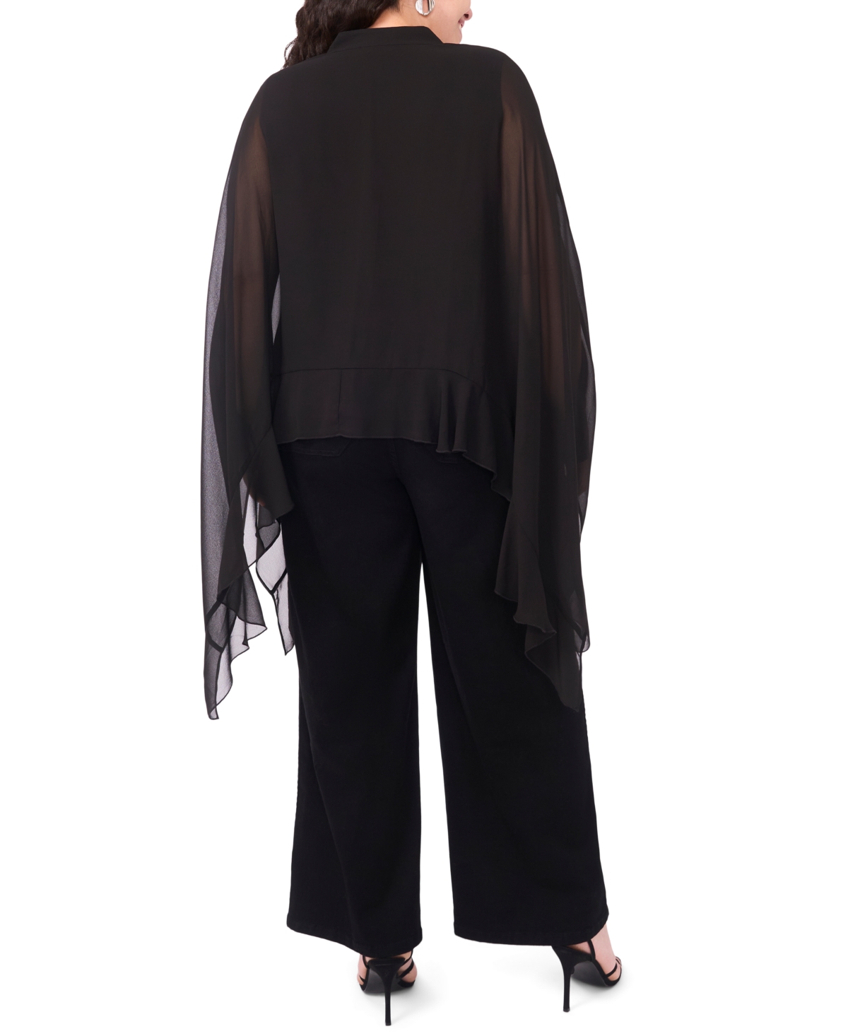 Vince Camuto Plus Size Flowy Long Sleeve Top In Black