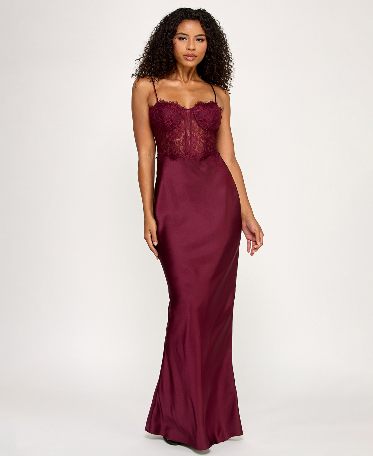 City Studios Juniors' Lace Busiter Trim Maxi Dress In Multi