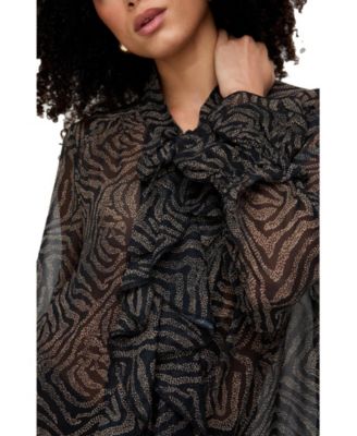 Women's Zendaya Ruffle Detail Zebra Print Shirt