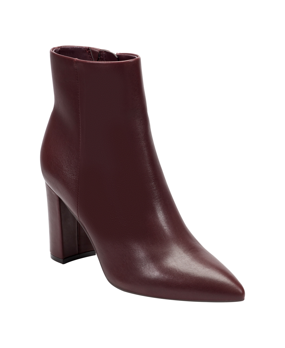 Marc Fisher Women's Glorena Block Heel Dress Booties - Dark Red Leather