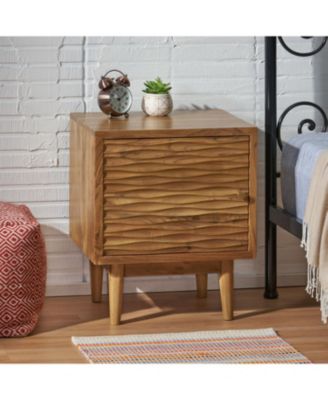 1-Piece, Mango Wood, Hand-Carved Detail, Boho Style, Nightstand
