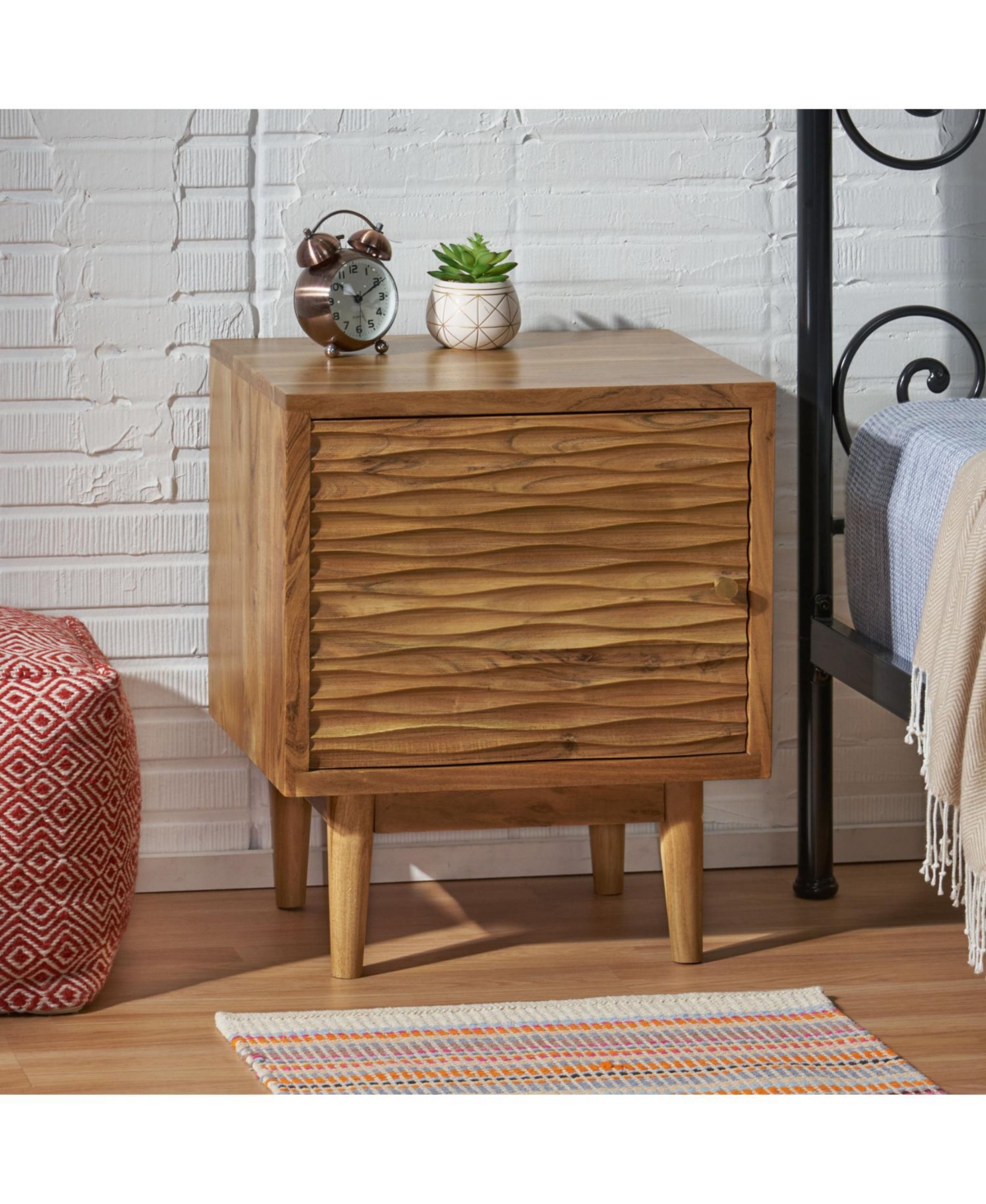 Streamdale Boho Carved Mango Wood Nightstand