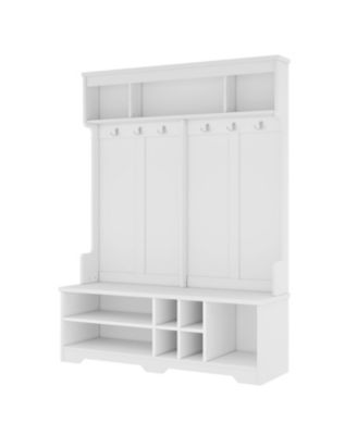 Streamdale Hall Tree Coat Rack Shoe Cubby Storage - White