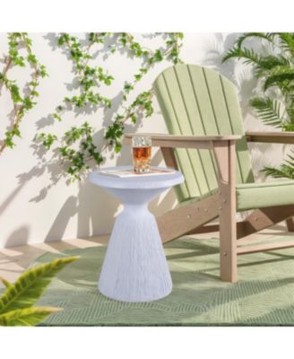 Streamdale Cement Outdoor End Table - Modern Round Side Table