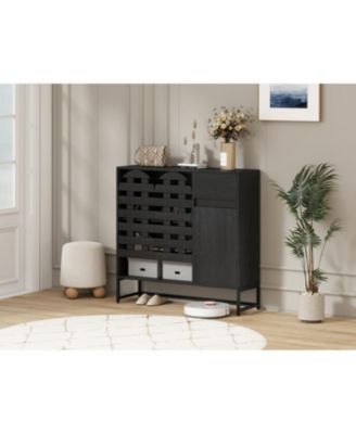 Black Woven Door Accent Cabinet - Kitchen/Living/Dining