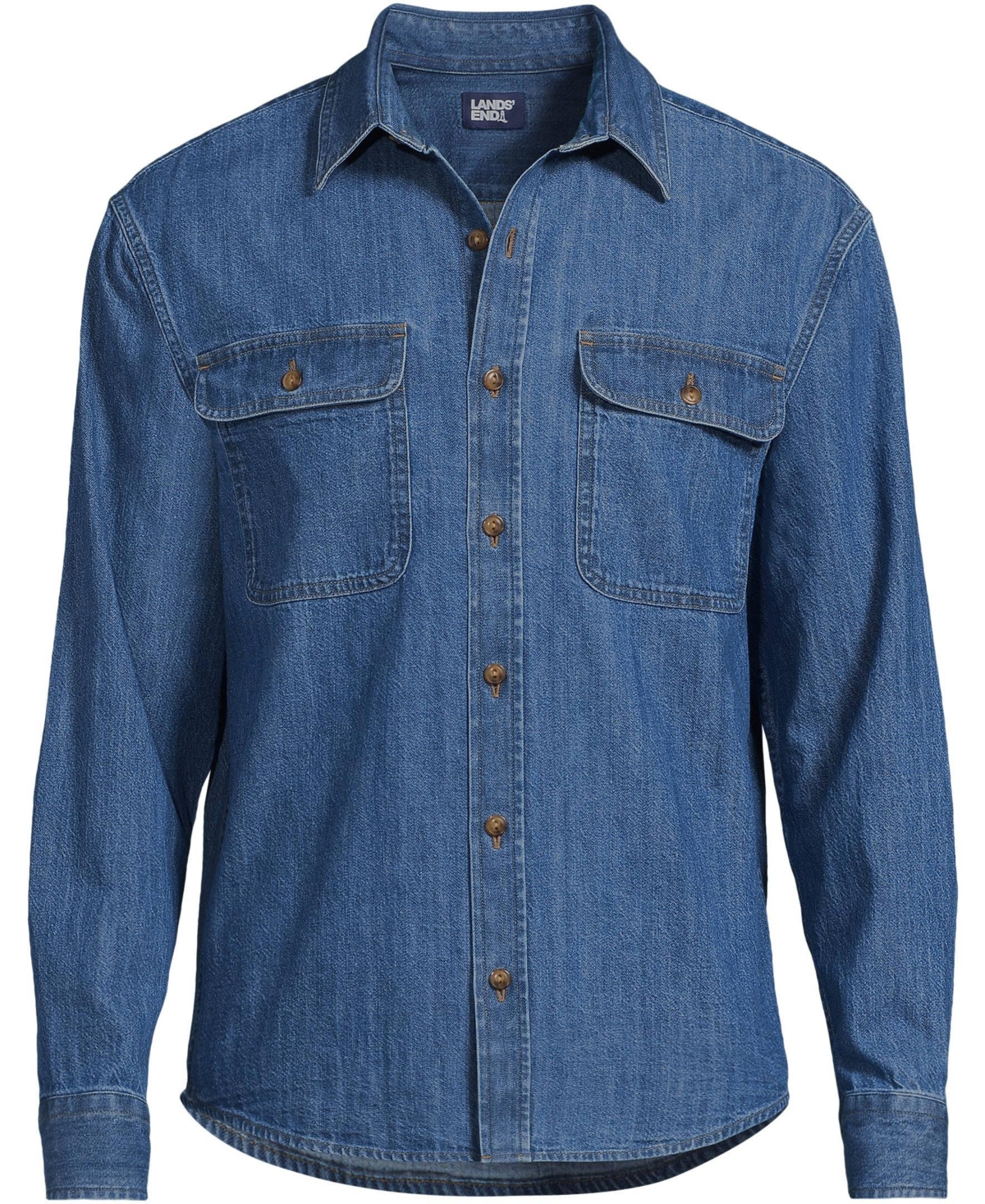 Lands' End Men's Long Sleeve Indigo Work Shirt