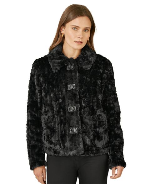 Женские куртки Yumi Women's Textured Faux Fur Jacket