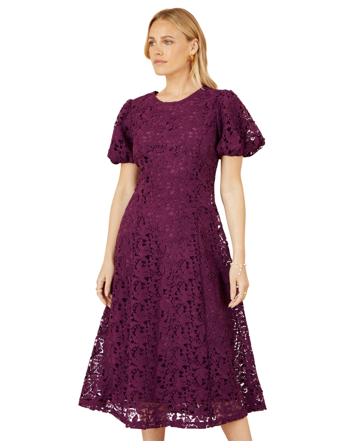 Yumi Women's Stretch Lace Midi Dress