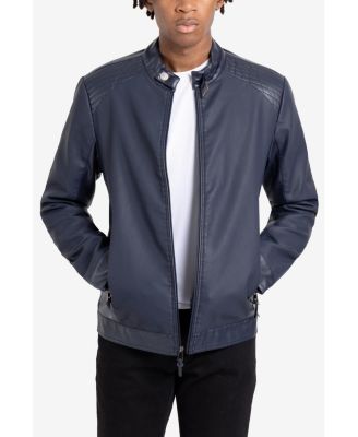 Men's PU Racer Jacket With Faux Shearling Lining