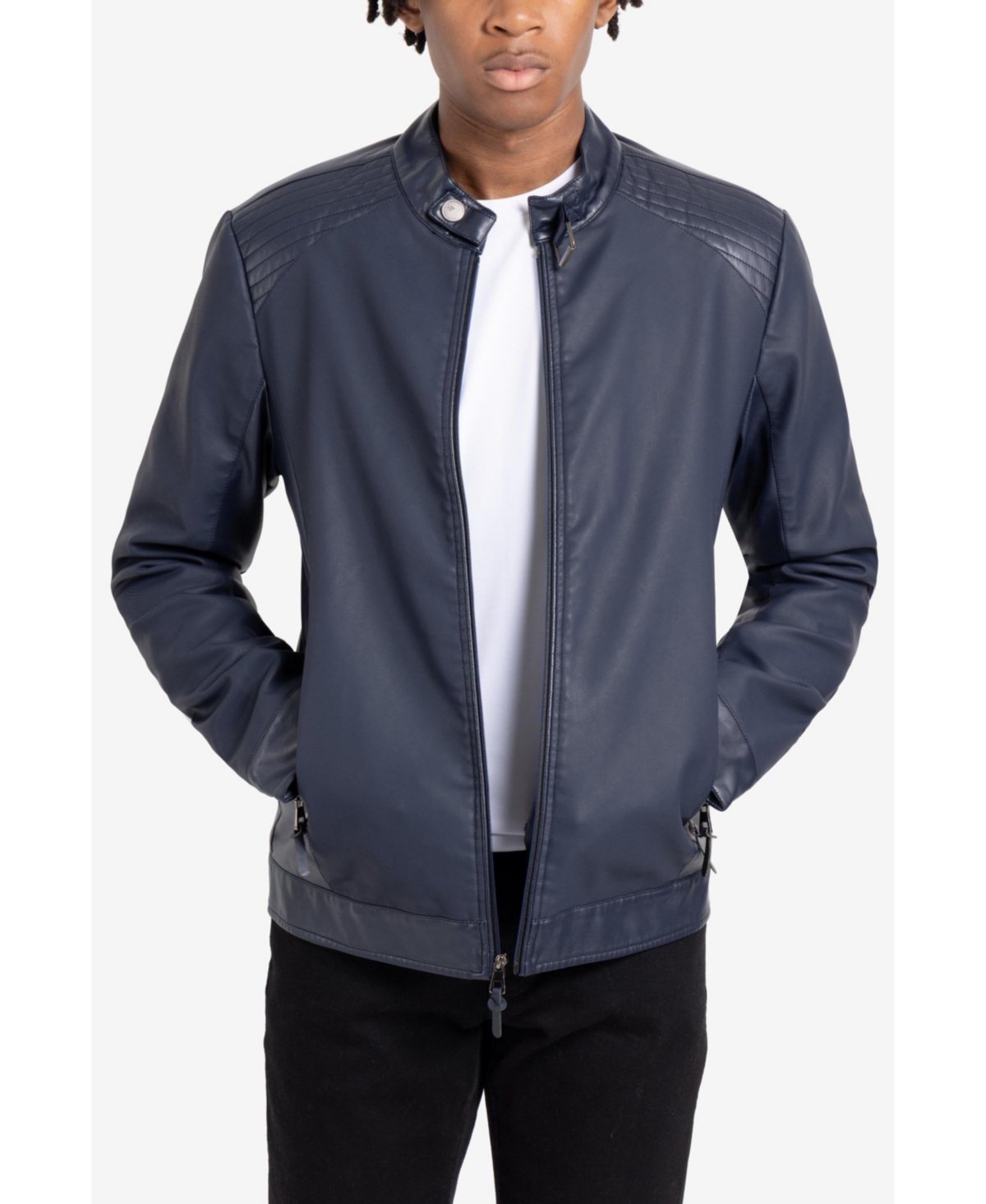 Xray Men's Pu Racer Jacket With Faux Shearling Lining
