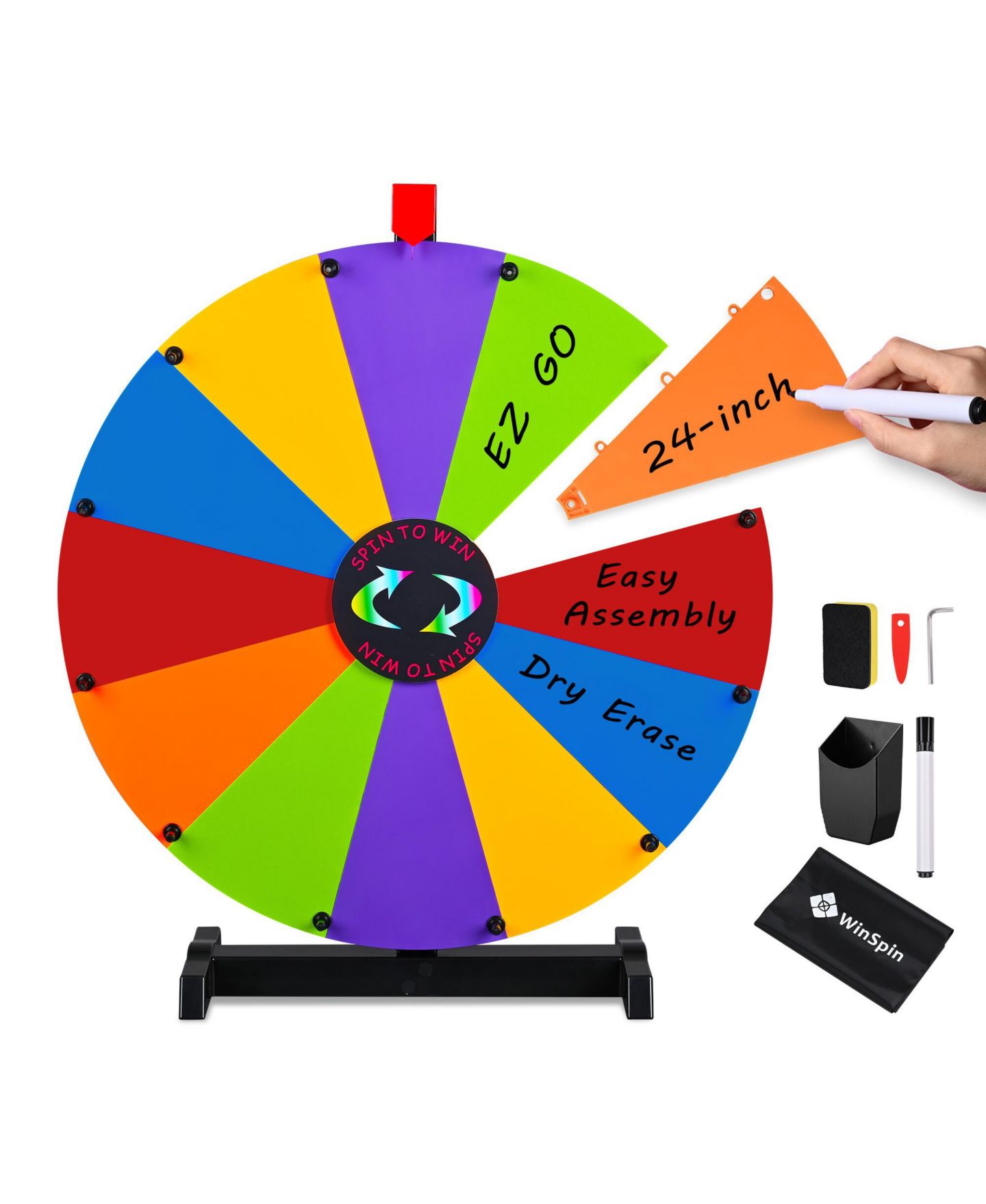 Детская настольная игра WinSpin 24" Modular Dry Erase Prize Wheel Spinning Game, от 14 лет, цвет: Natrual — фото 1