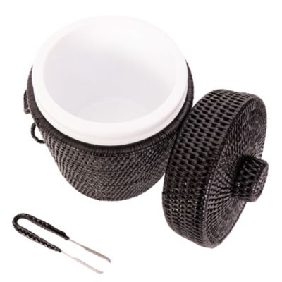 Artifacts Trading Company Rattan Ice Bucket with Tongs