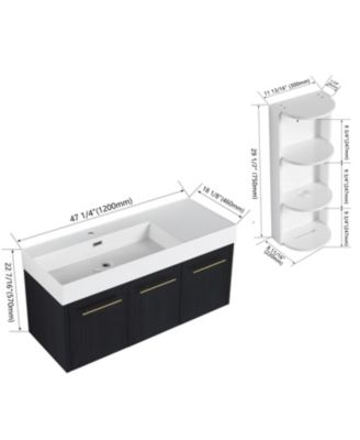  48" Wall-Mount Vanity, Resin Left Basin, KD-Package