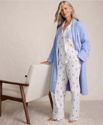 Women's Cotton Poplin 2 Piece Pajama Set - Long Sleeve Top and Pants