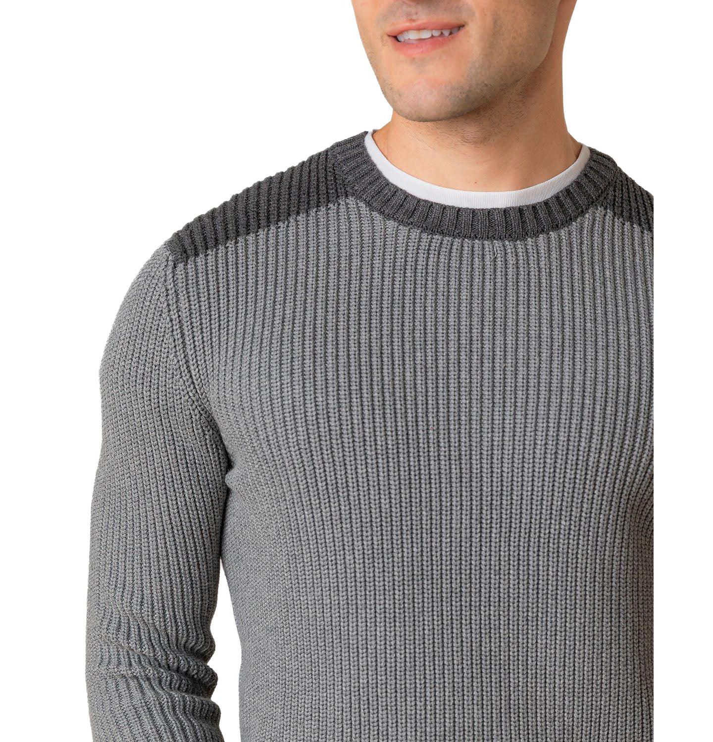 Мужской свитер Hope & Henry Organic Crew Neck Shoulder Detail, цвет: Серый меланжевый — фото 2