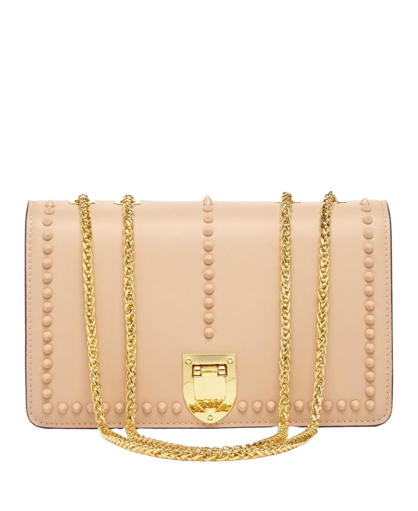 Женская сумка SUSU Leather Crossbody Purse Shoulder Bag with Gold Chain Strap Evening Clutch Style, цвет: Бежевый / Рыжевато-коричневый — фото 1