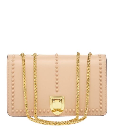 Женская сумка SUSU Leather Crossbody Purse Shoulder Bag with Gold Chain Strap Evening Clutch Style, цвет: Бежевый / Рыжевато-коричневый