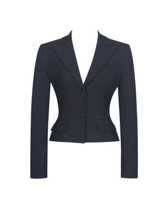 Women's Quinne Navy Striped Single-Breasted Peplum Blazer