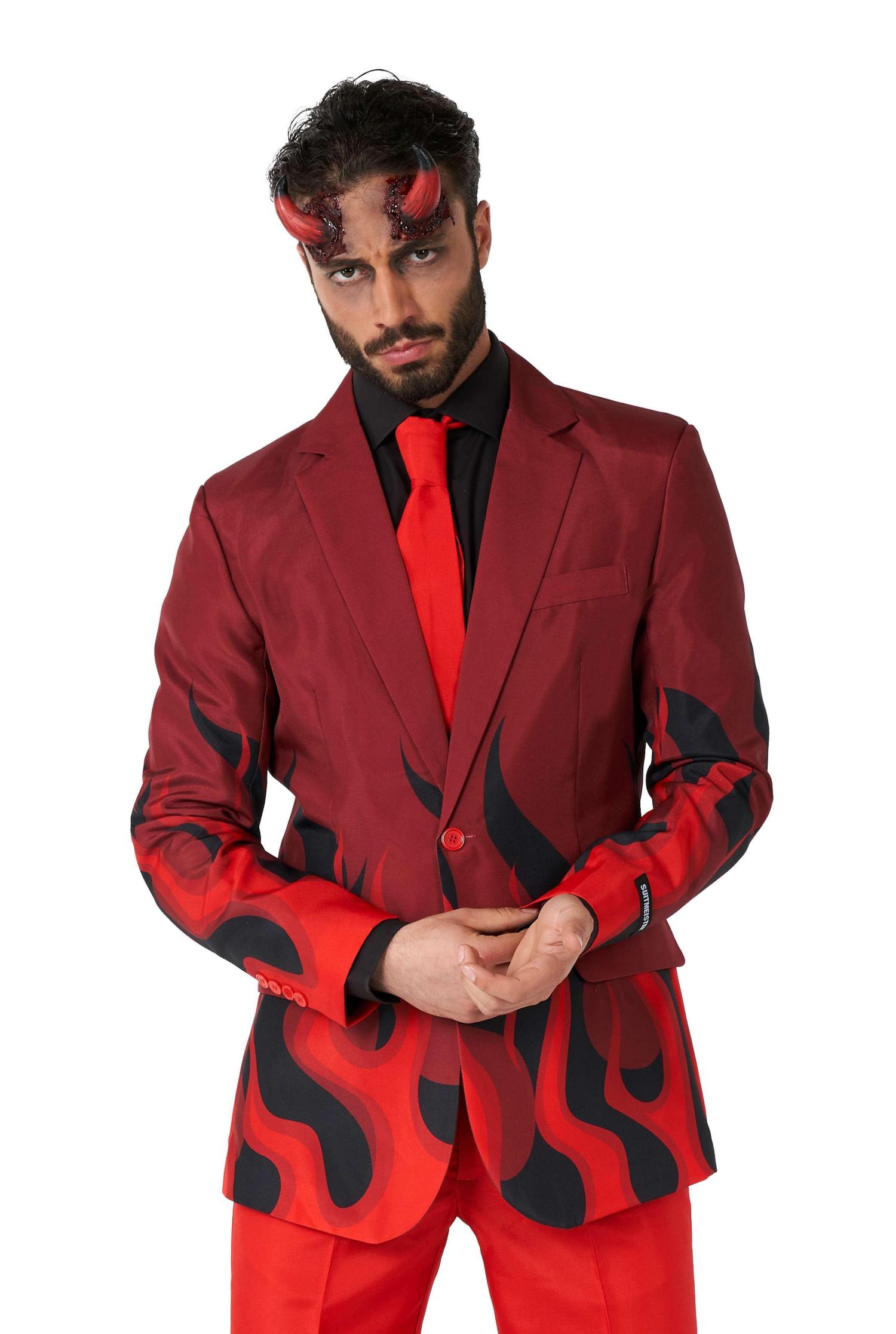 Men's Devil Costume - Slim Fit Suit - Red and Black