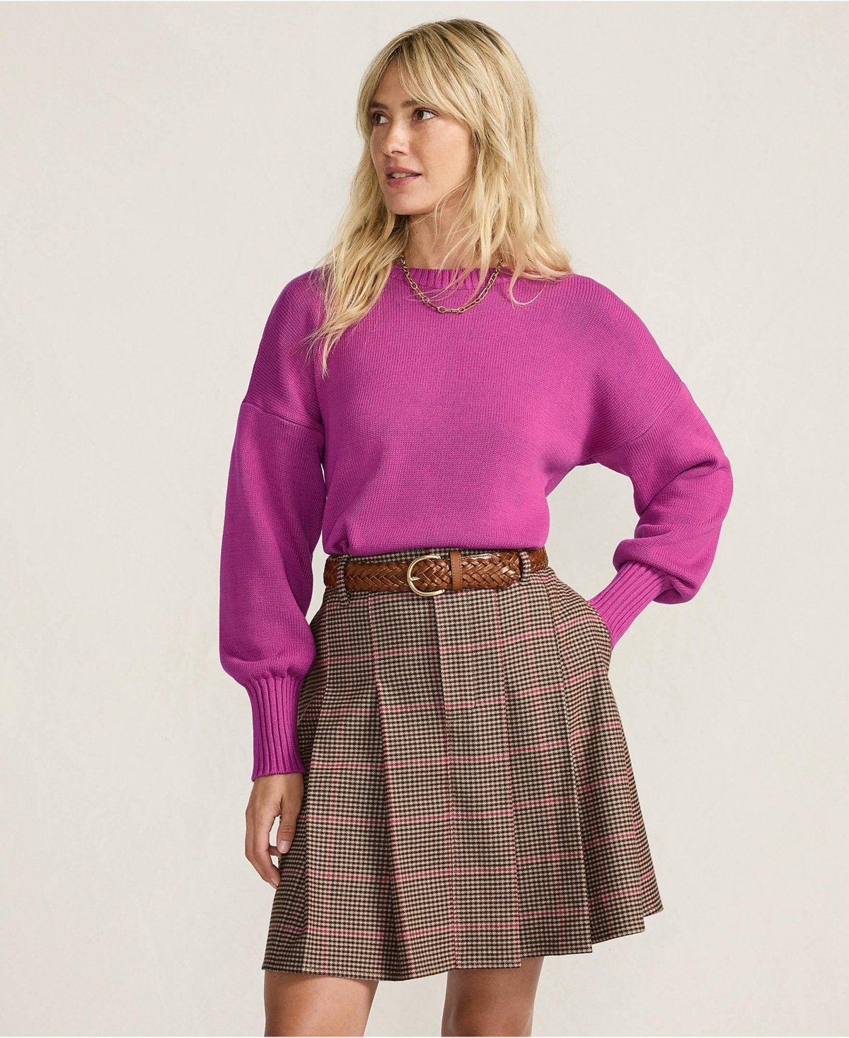 Lands' End Women's Brushed Flannel Pleated Mini Skirt