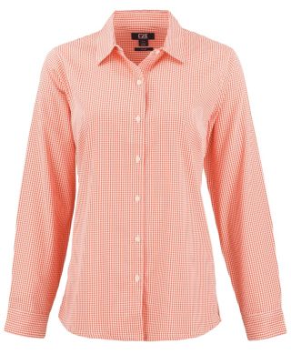 Women's Cutter and Buck Skyline Epic Confidence Recycled Gingham Long Sleeve Dress Shirt