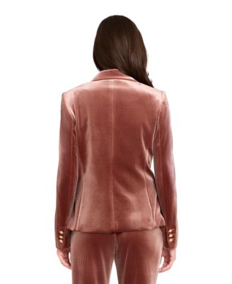 Women&#39;s Velvet Peak Lapel Collar Blazer