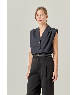 Women's Pleated Sleeveless shirt top