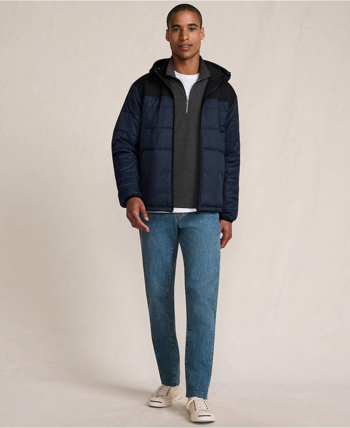 Мужская куртка Lands' End Weatherproof Reversible Hooded, цвет: Чёрный / Тёмно-синий — фото 4