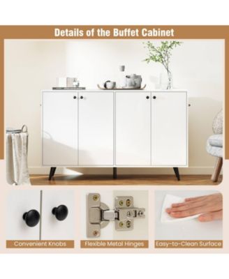 Buffet Sideboard Mid Century Modern 4-Door Storage Cabinet 50" Accent Cabinet