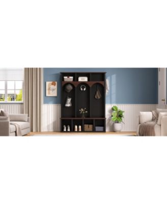 Farmhouse Hall Tree Bench Shoe Cabinet