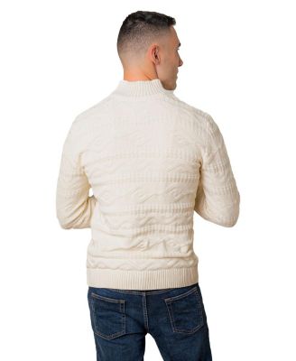Men's Organic Mock Neck Cable Sweater