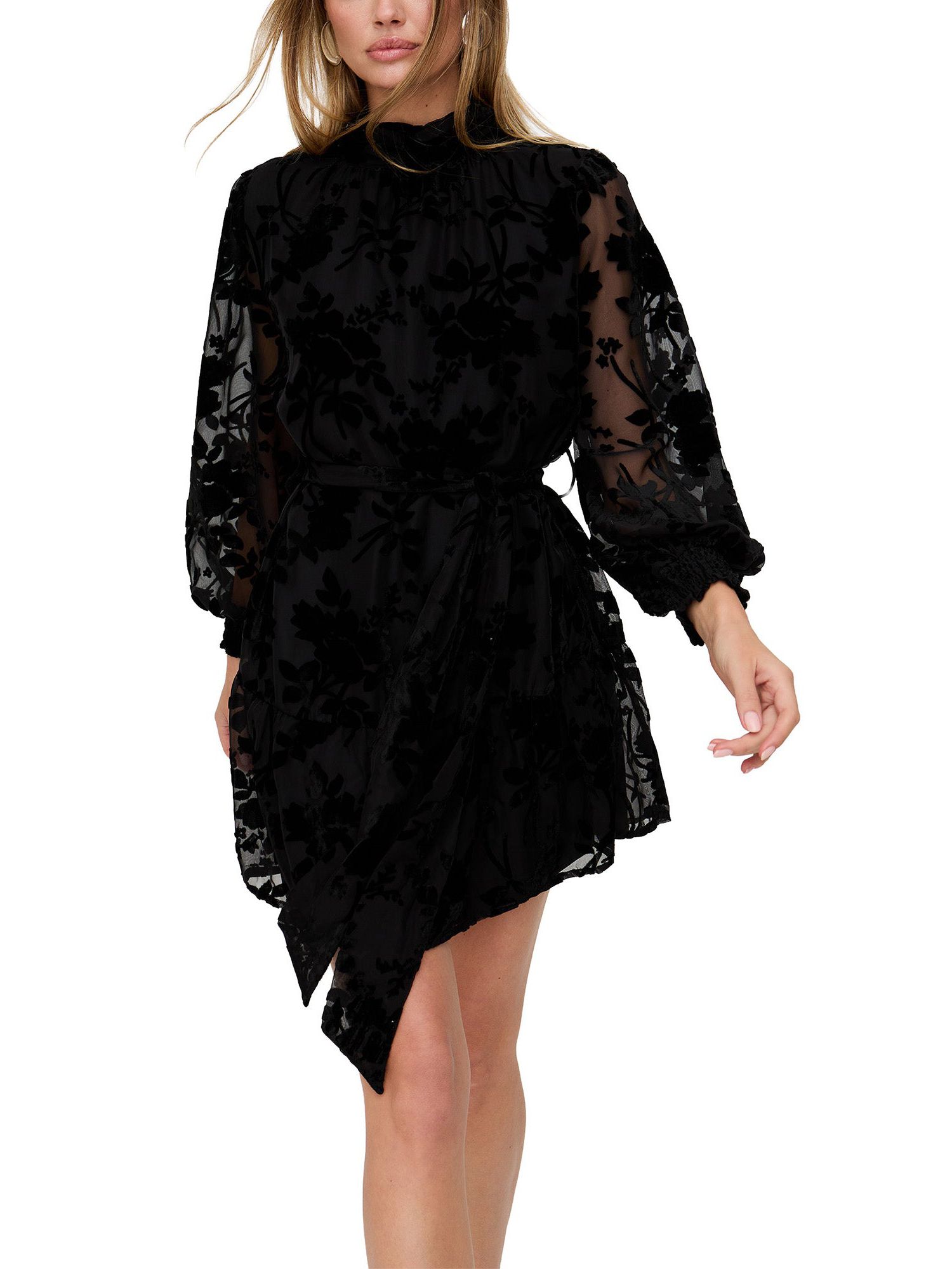 Women's Brezze High Neck Velvet Burnout Mini Dress