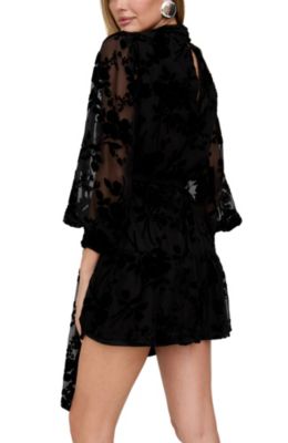 Women's Brezze High Neck Velvet Burnout Mini Dress