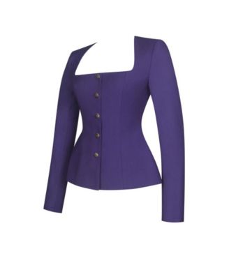 Women's Skyla Indigo Square Neckline Peplum Blazer