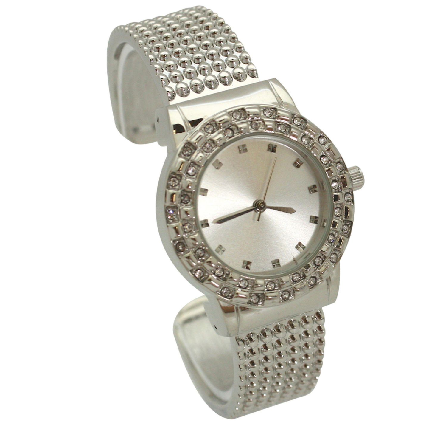 Детские часы Olivia Pratt Silver Thick Bangle Watch With Rhinestone Details, цвет: Серебряный — фото 3
