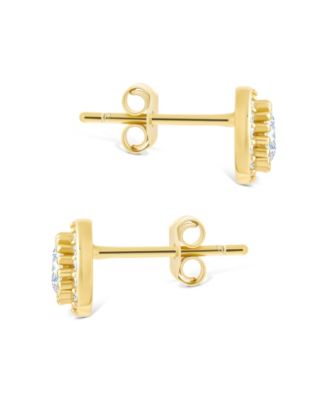 Sterling Silver Round Cut Brilliant Halo Studs