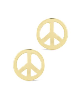 Sterling Silver Peace Sign Studs