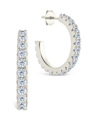 Sterling Silver Eleri CZ Tube Hoops - .75"