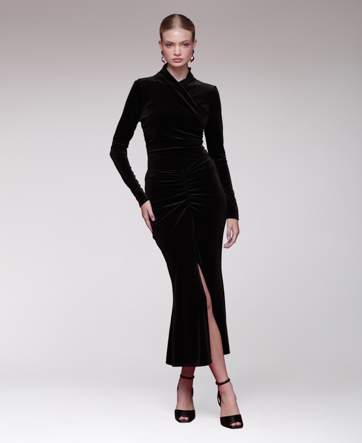 Avec Les Filles Women's Velvet Pull-on Midi Skirt In Black
