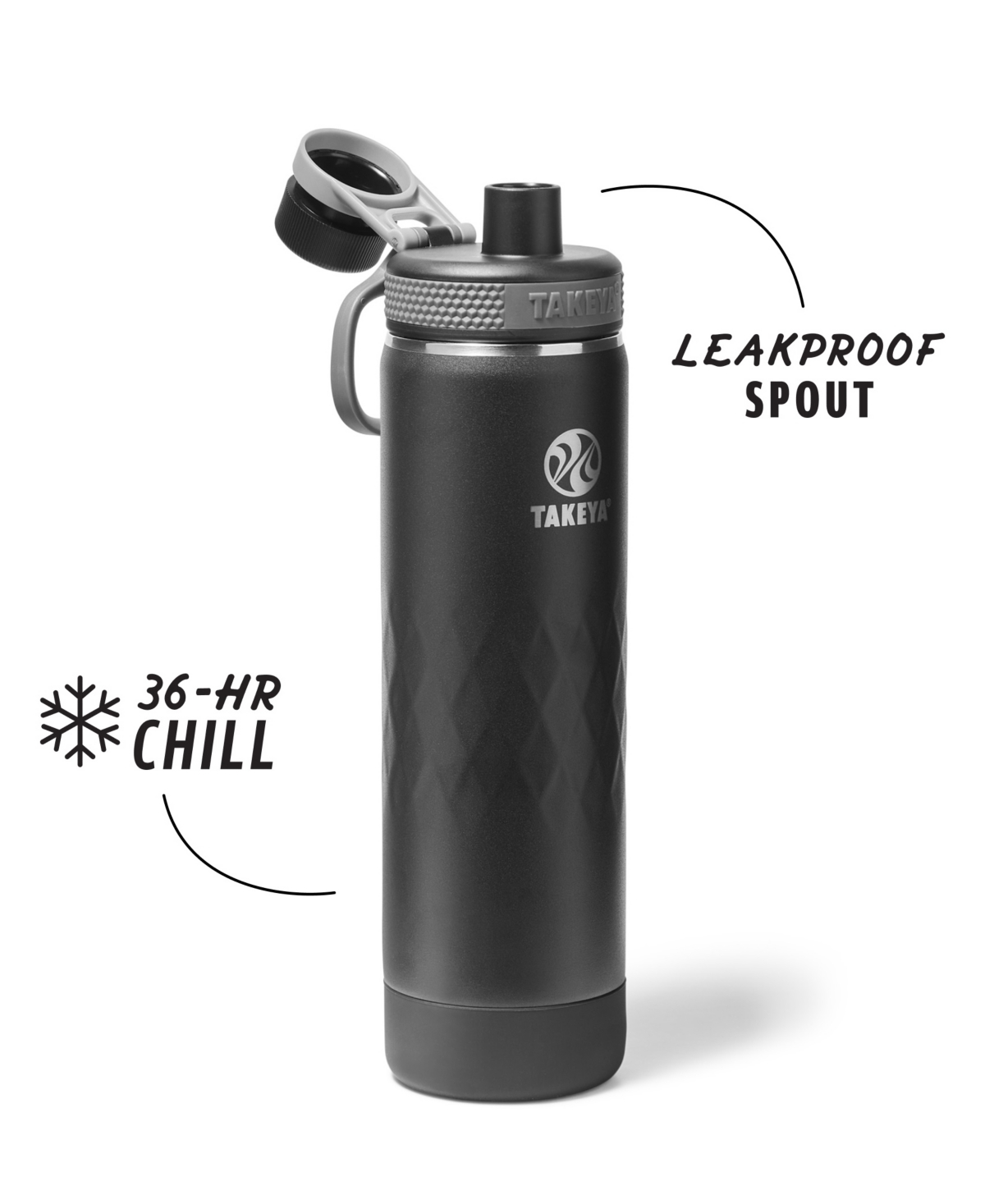 Takeya Sport 22 Oz. Triple-insulated Water Bottle With Straw Lid In Black