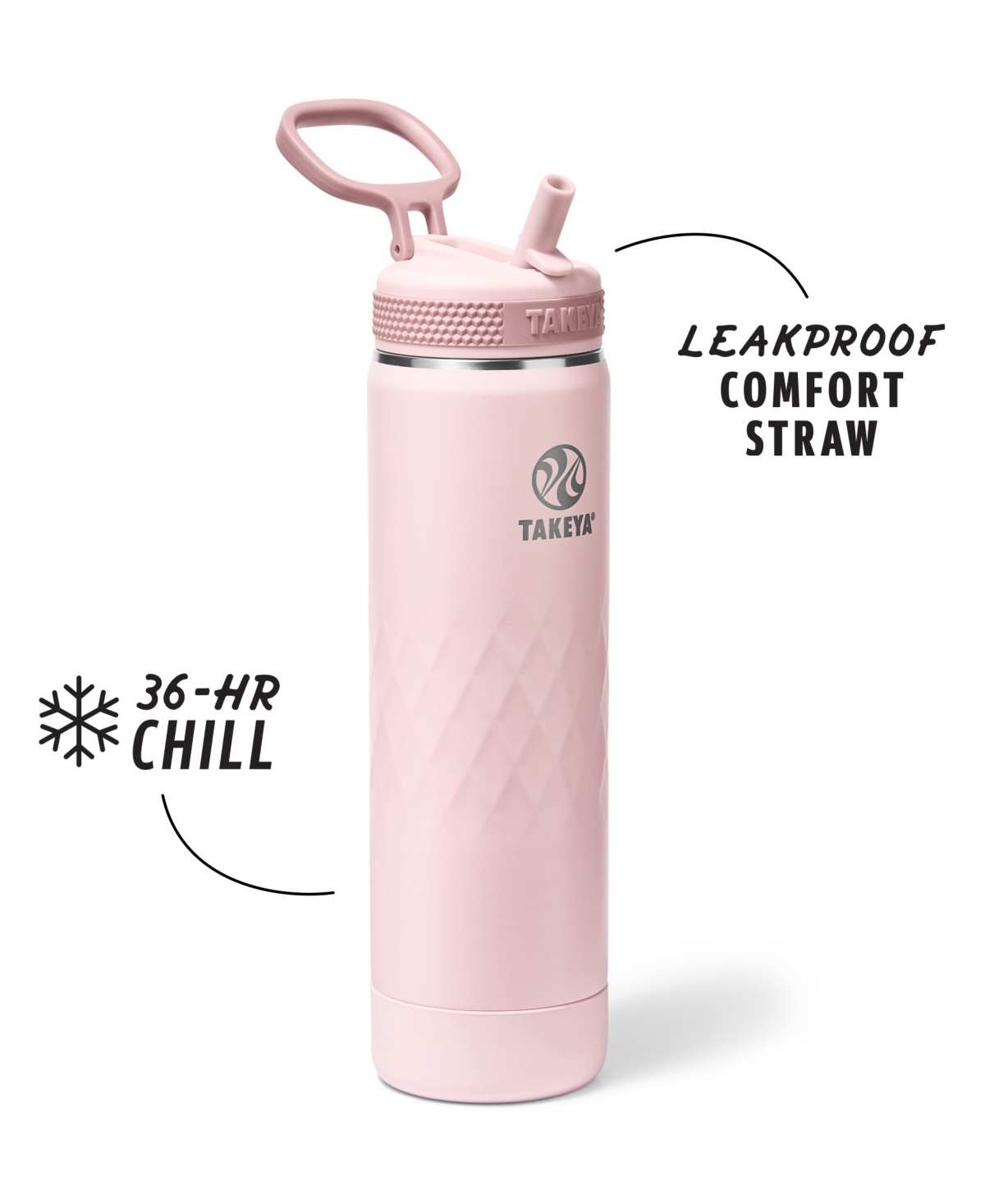 Takeya Sport 22 Oz. Triple-insulated Water Bottle With Spout Lid In Pink