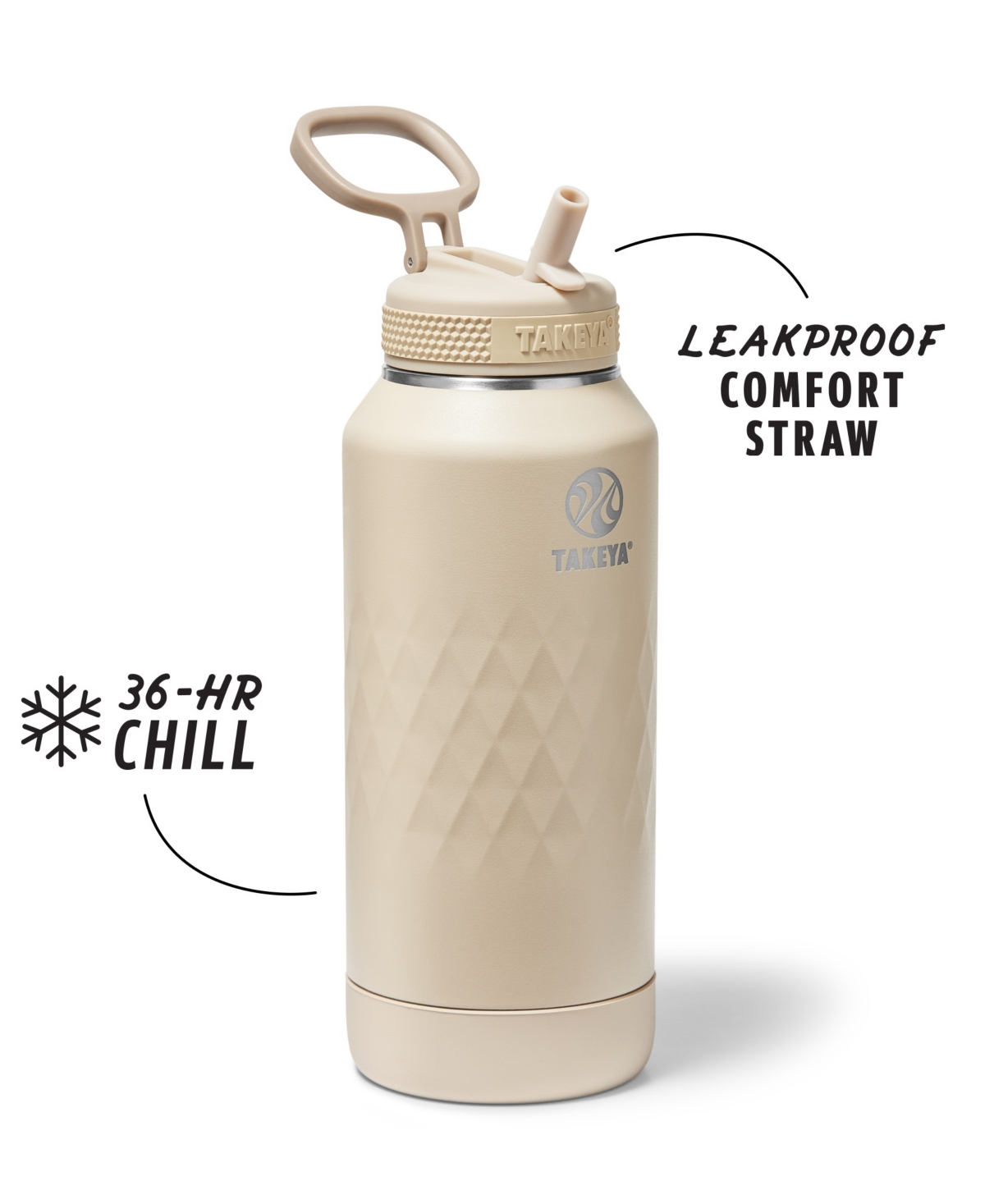 Takeya Sport 32 Oz. Triple-insulated Water Bottle With Straw Lid In Brown