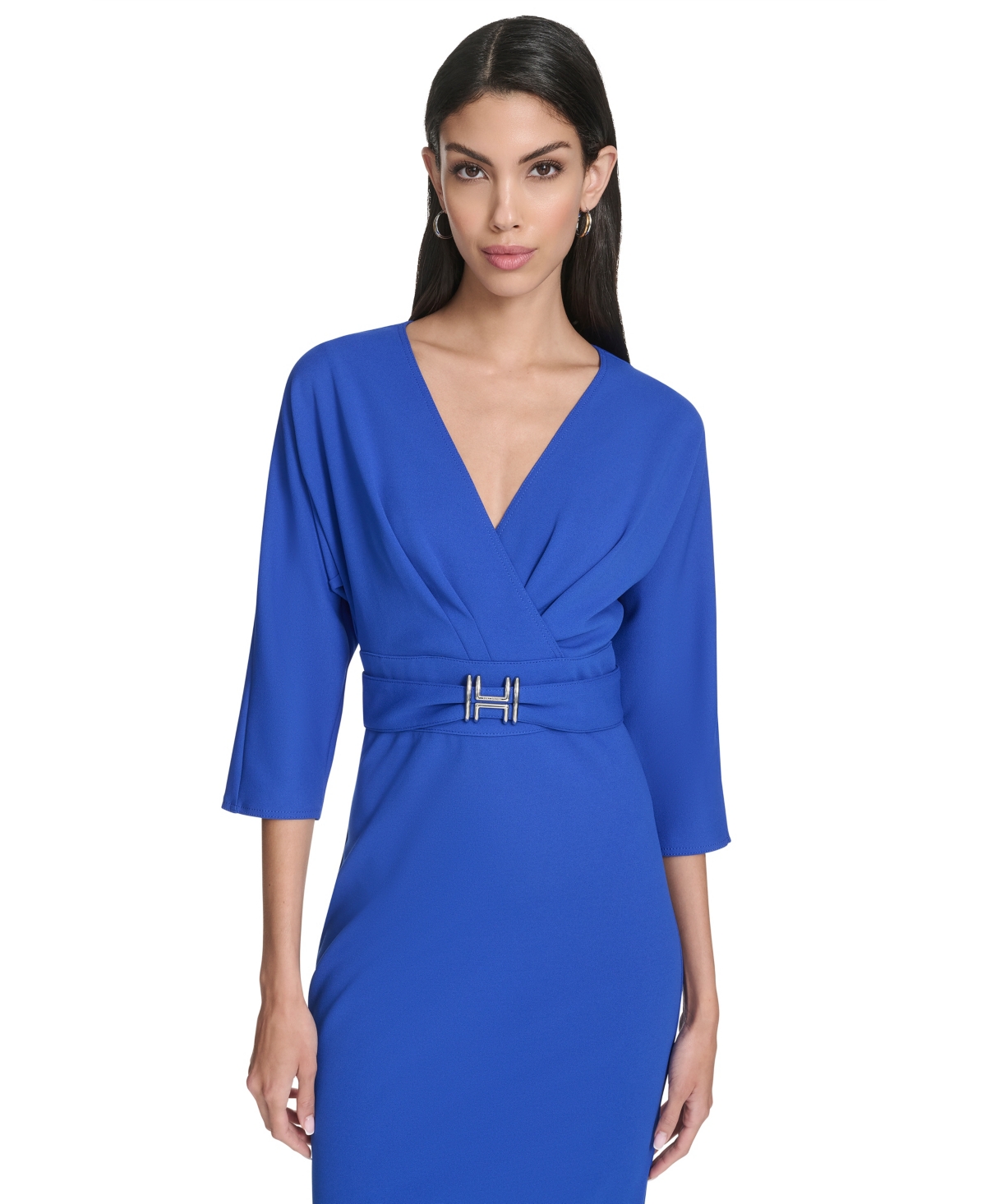 Halston Women's V-neck Mini Dress In Blue