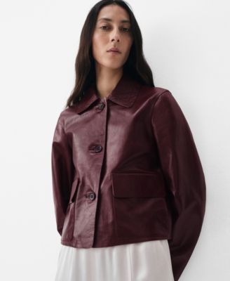 MANGO - Women's Leather Buttons Jacket