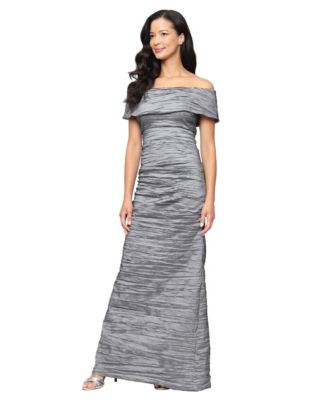Alex Evenings - Women's Crinkle Detail Off-The-Shoulder Gown